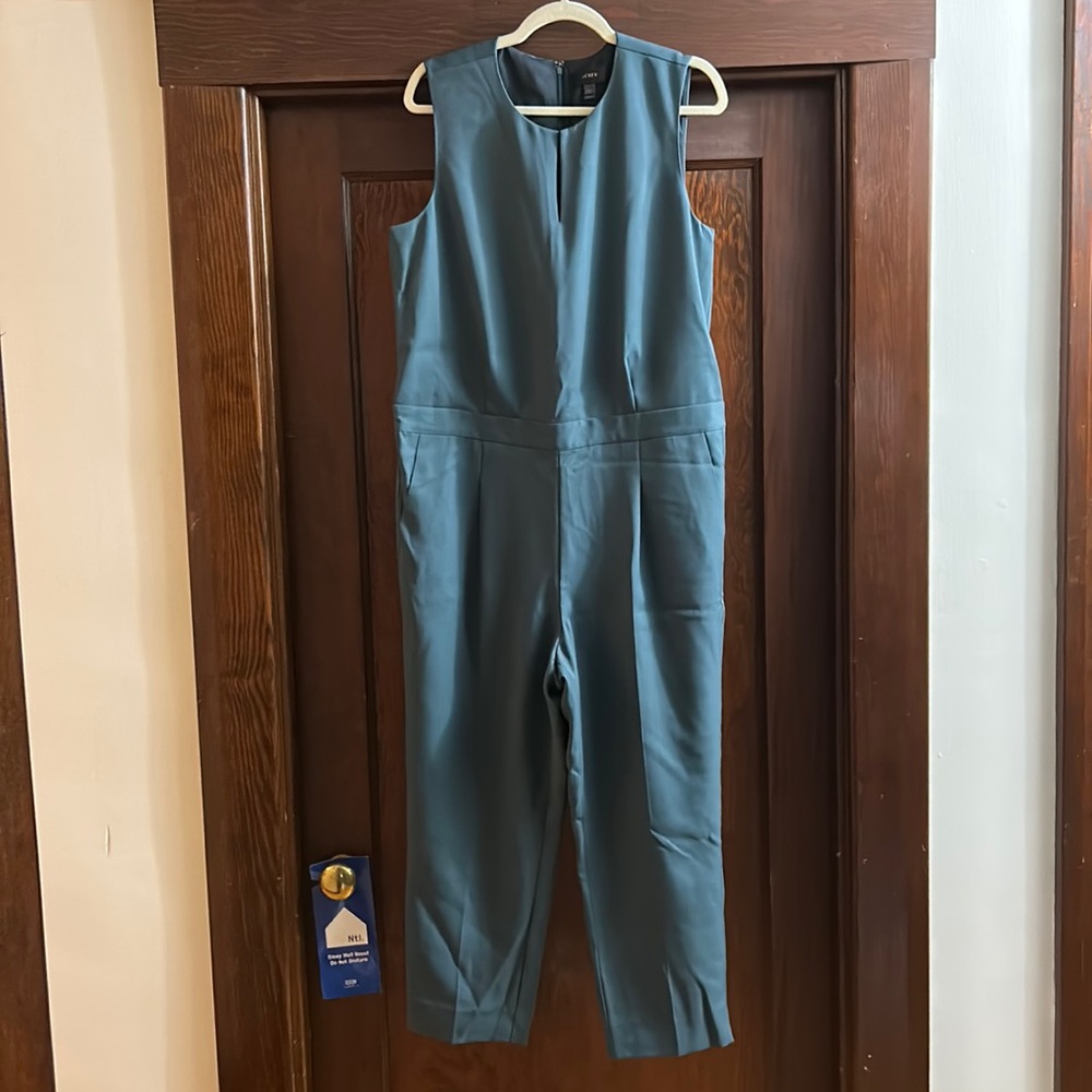 NWOT J Crew Sleeveless Jumpsuit (blue/green) size 14